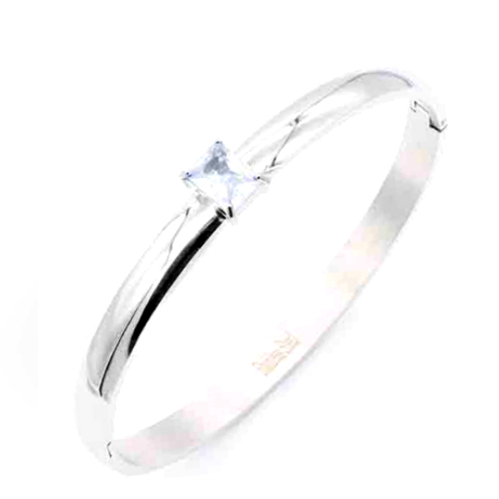 Silver Bangle with CZ Stone